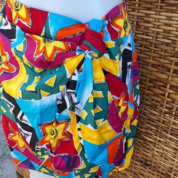Brett Harrison Colorful Abstract 80s Vibe Wrap Skort 8 - Picture 3 of 9